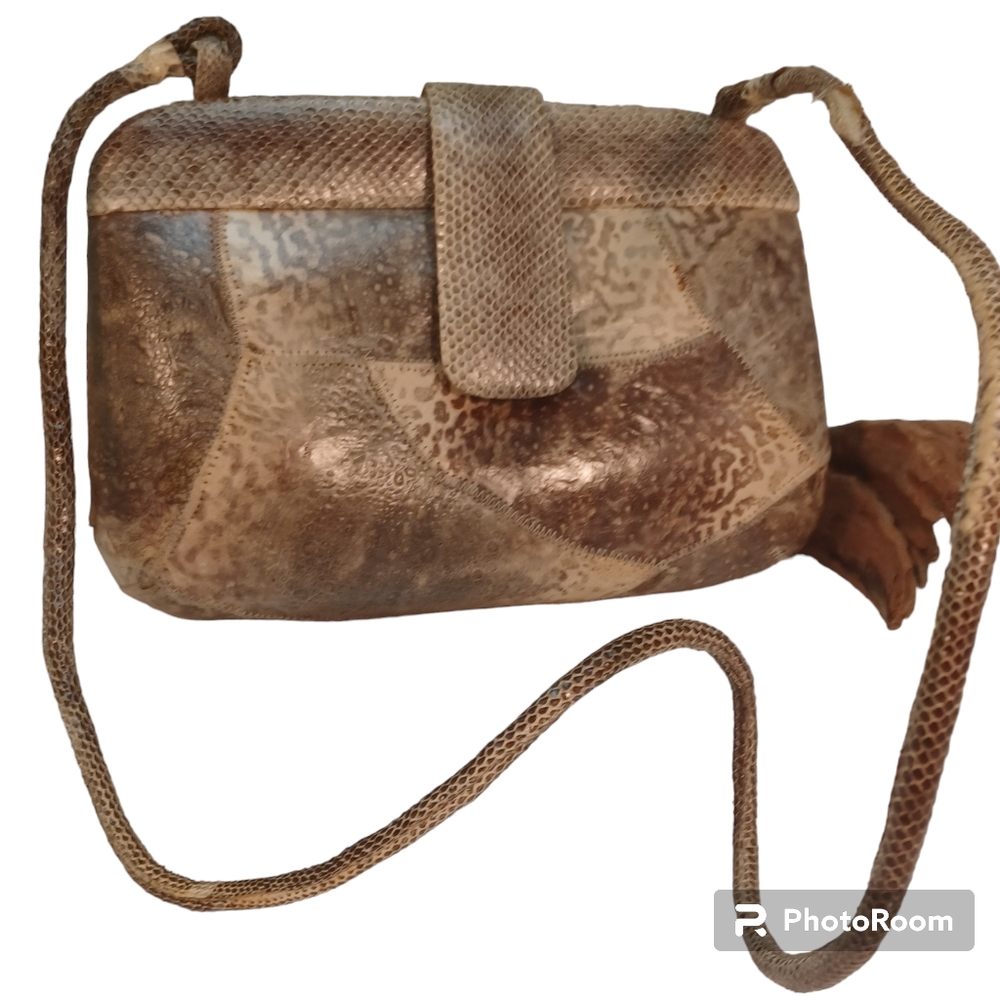 Vanessa handmade real snake skin hard shell clutch UNIQUE
